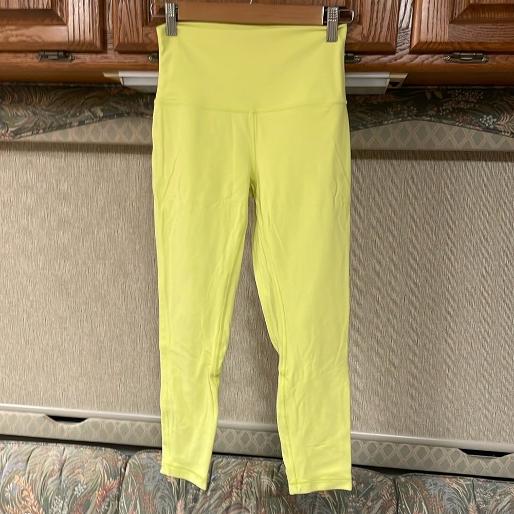 Lululemon high waisted cropped Yellow Leggings 6